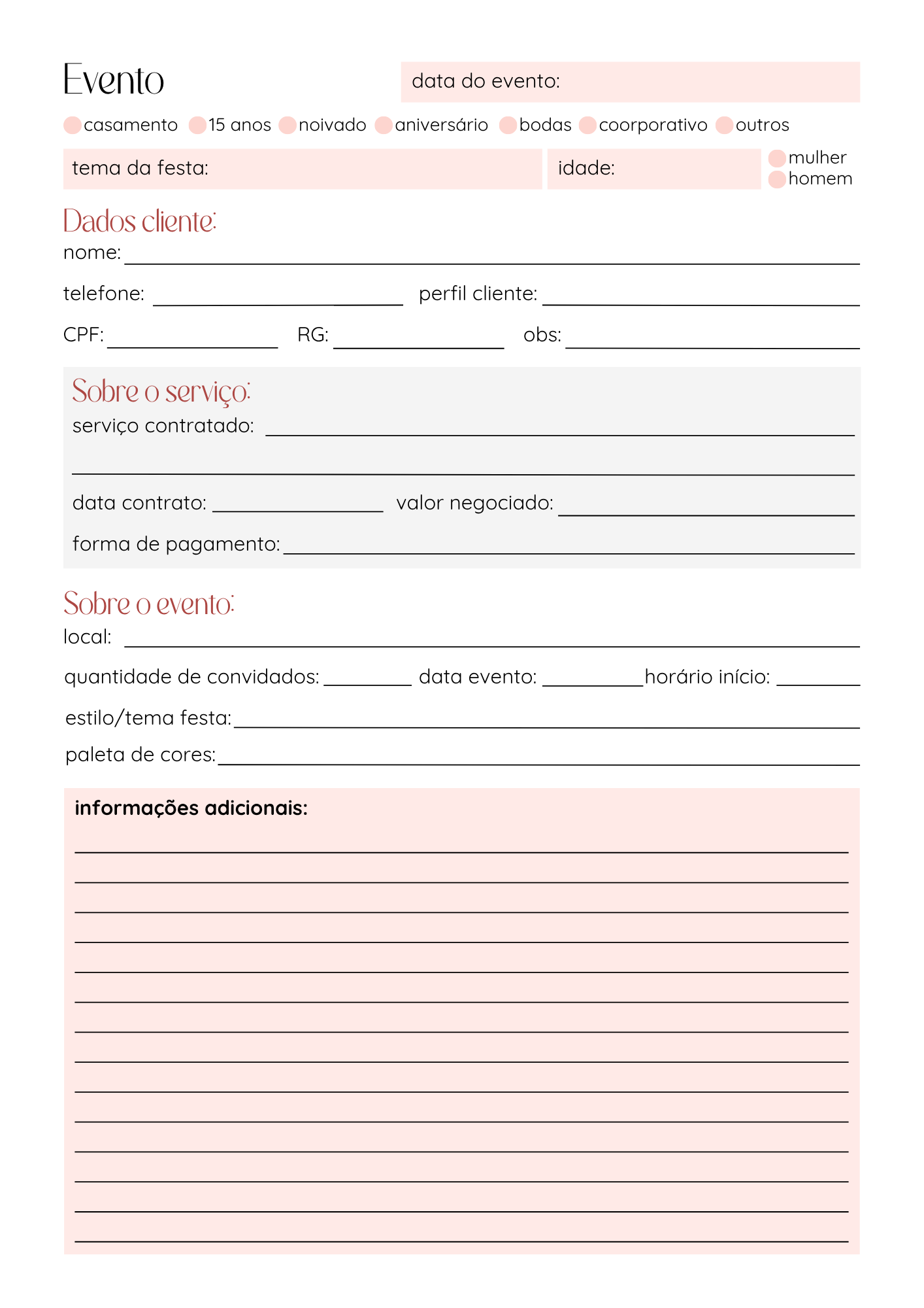 Agenda para eventos - página 1