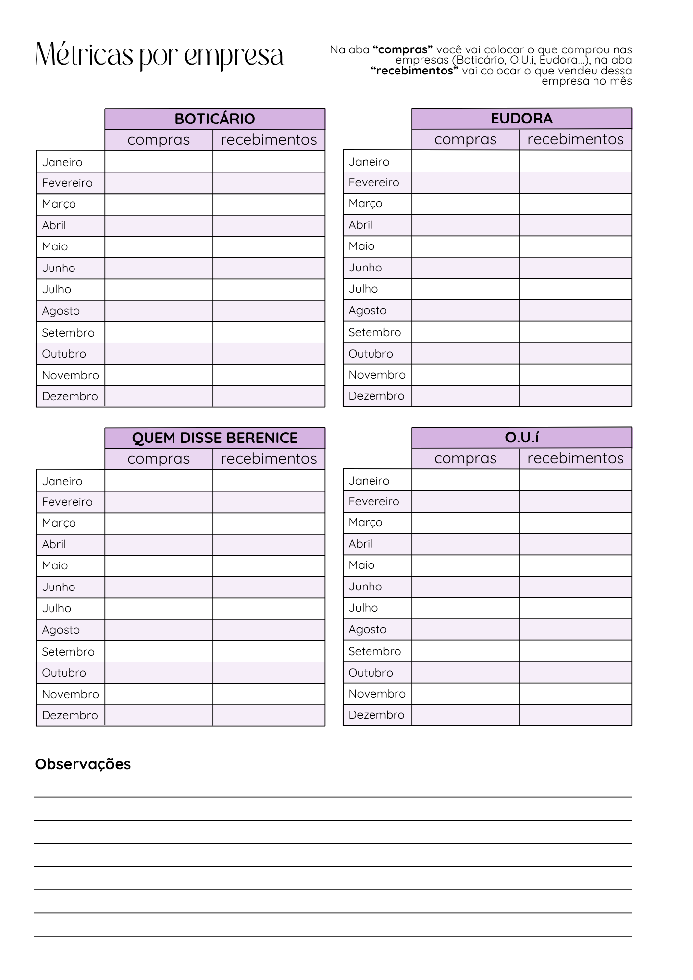 Agenda para venda de cosméticos - página 1