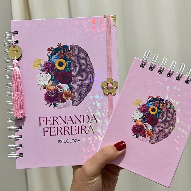 Bloquinho Capa Dura personalizado - modelo Fernanda Ferreira Psicóloga