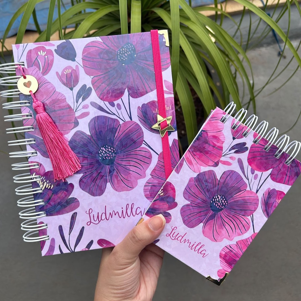 Bloquinho Capa Dura personalizado - modelo floral Ludmilla