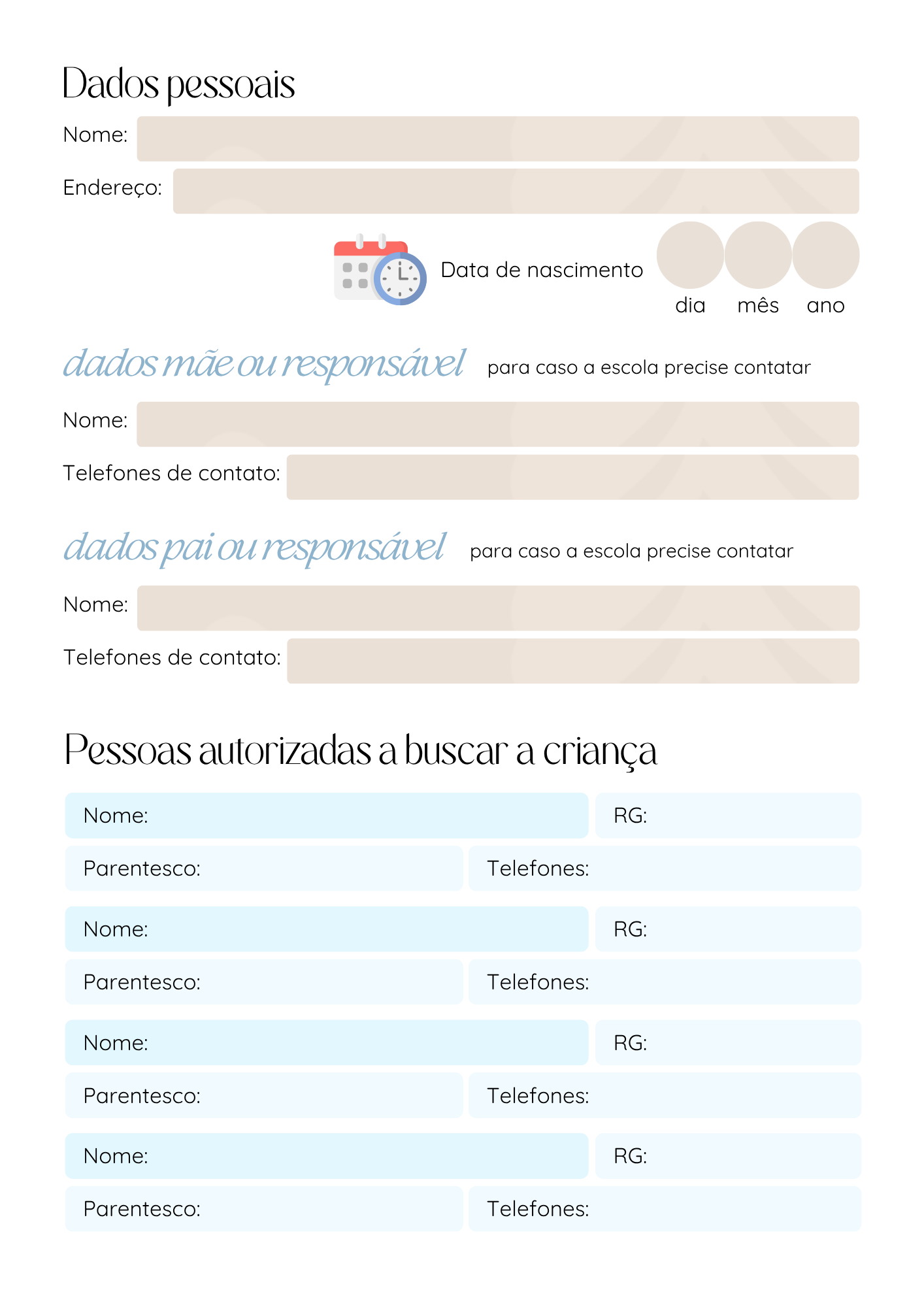 Página Dados pessoais