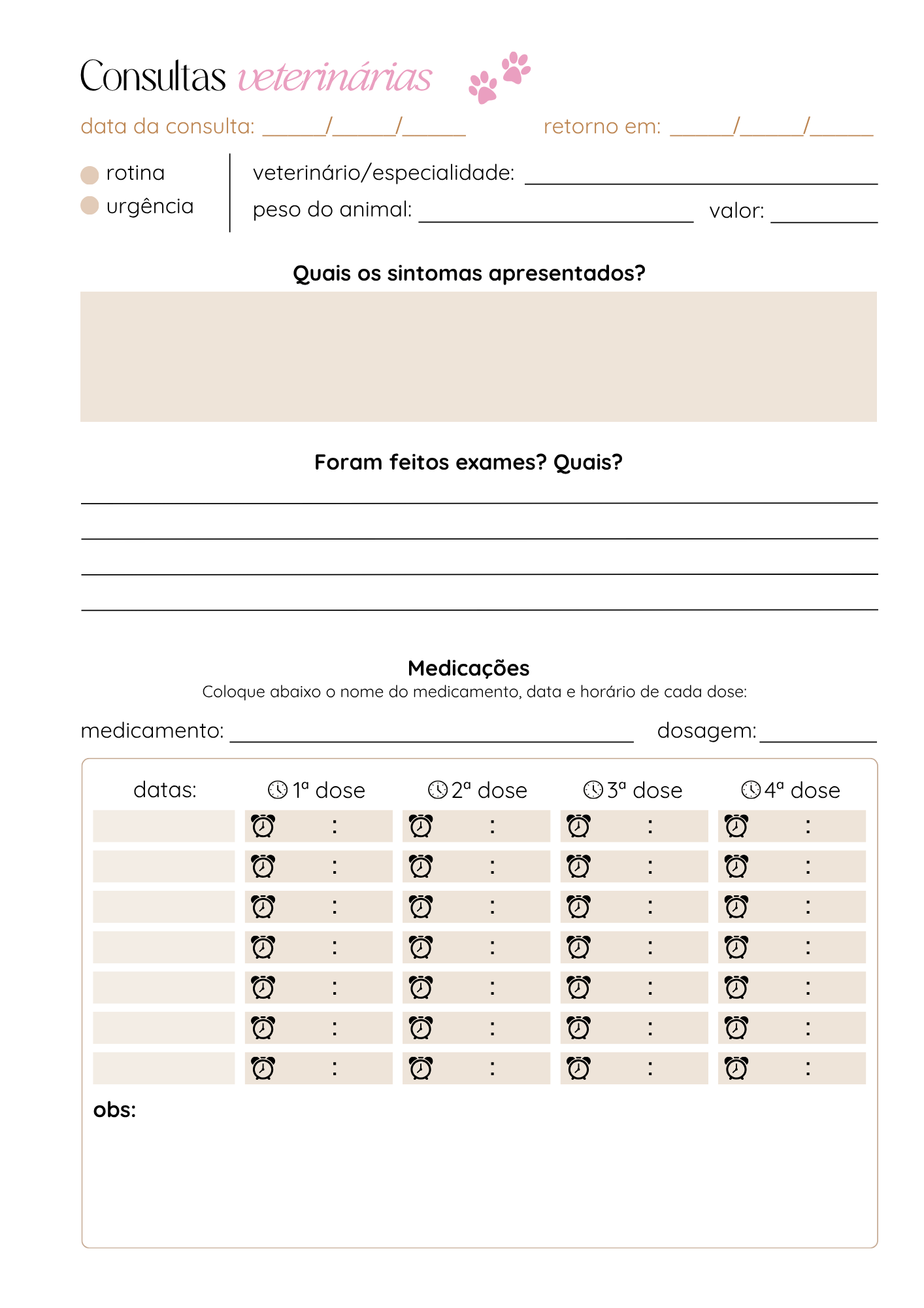 Página Consultas veterinárias